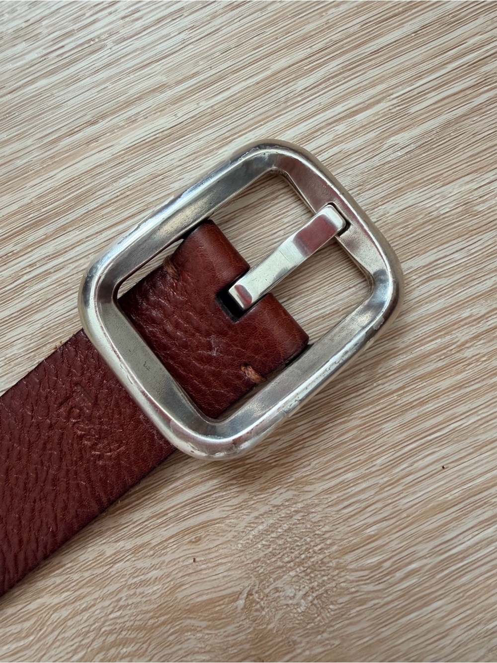 Vintage Y2K Fossil Genuine Leather Belt Brown Silver Statement Buckle Women’s S - Picture 5 of 16